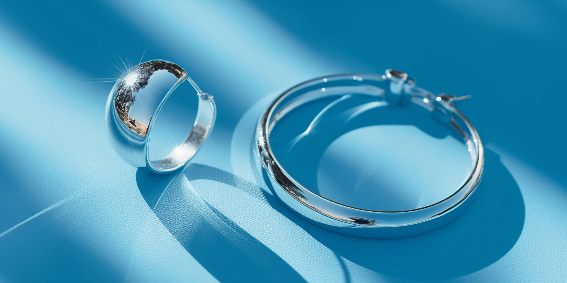 silver earrings hoop and bracelet