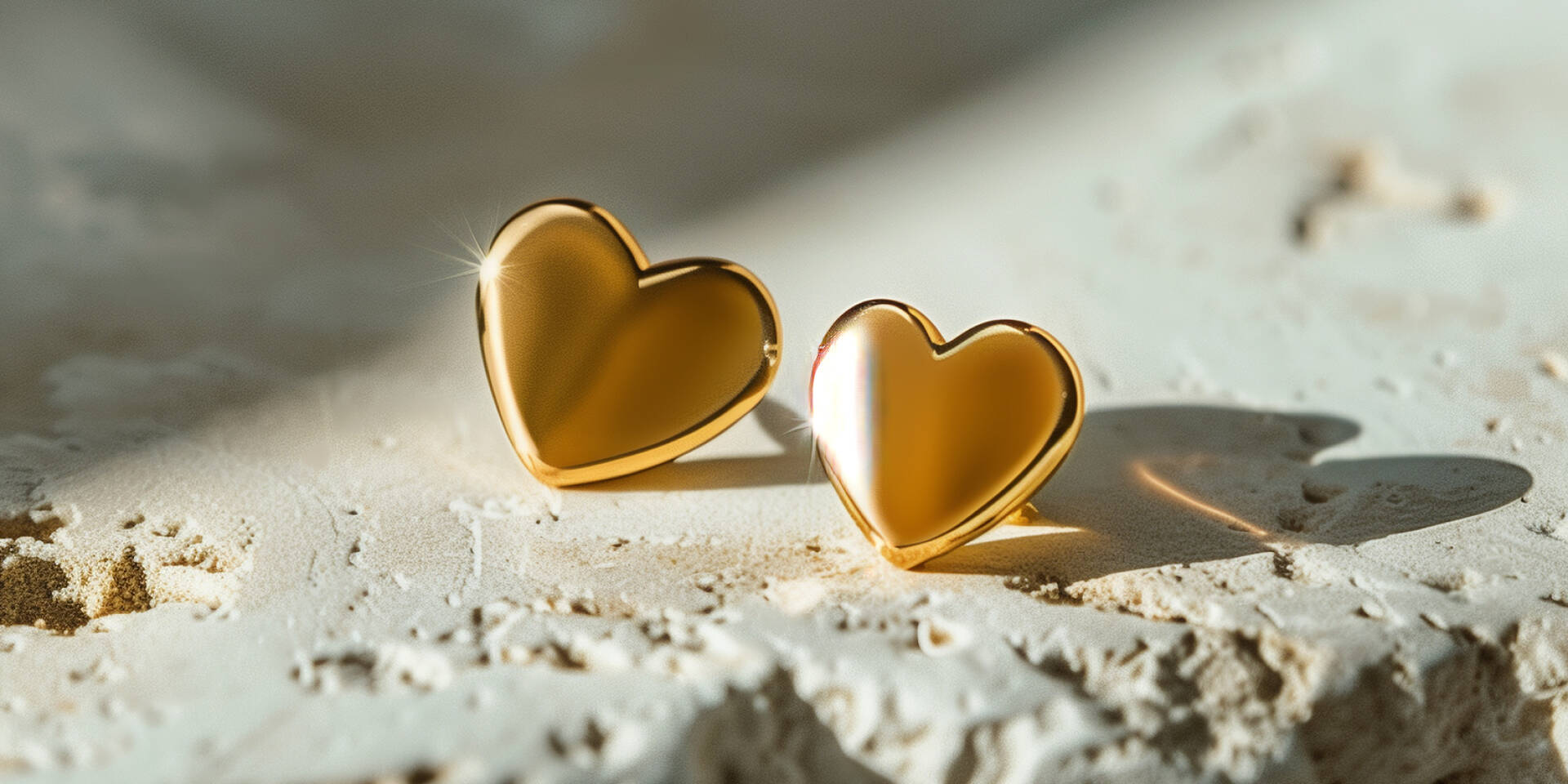 shining gold heart earrings