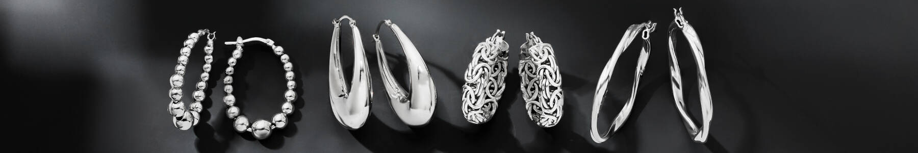 image featuring 4 sets of sterling silver Hoop Earrings