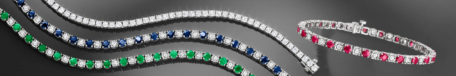 image featuring several gemstone & diamond Tennis Bracelets 
