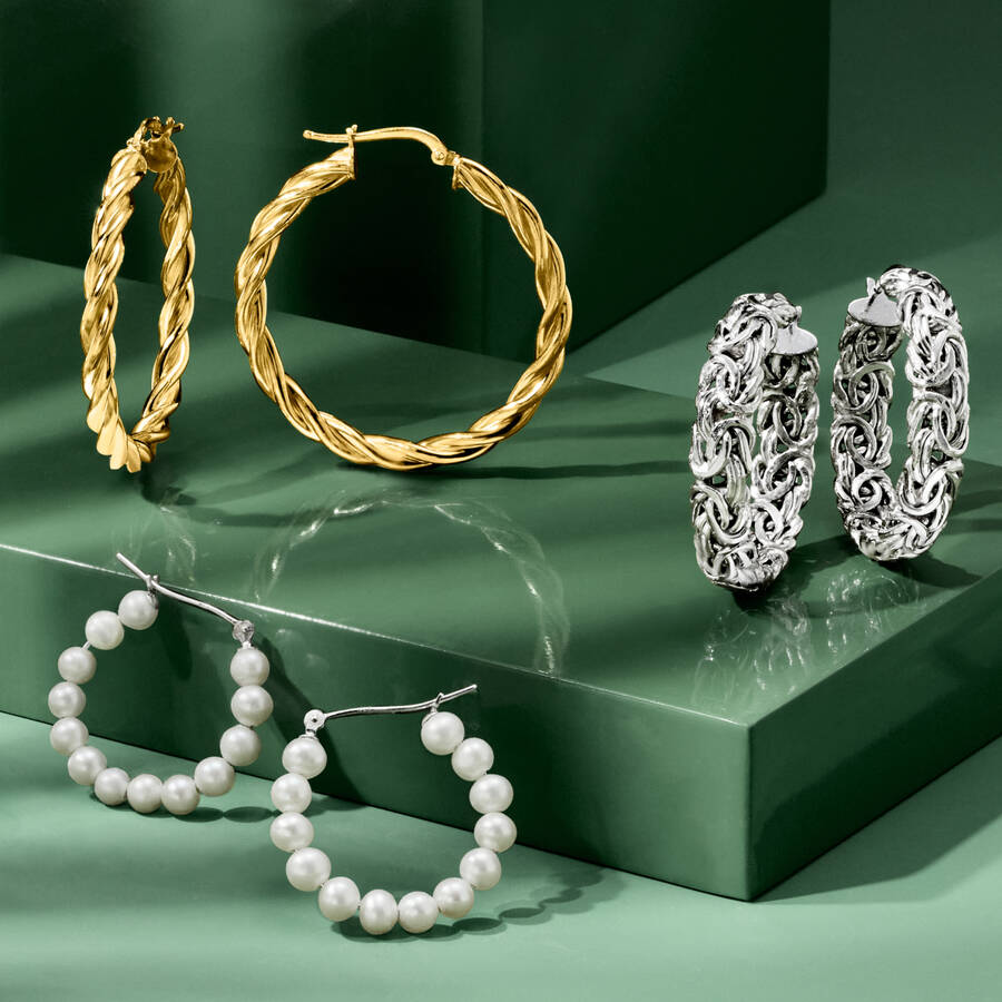 $99 and Under. Image featuring gold and pearl earrings