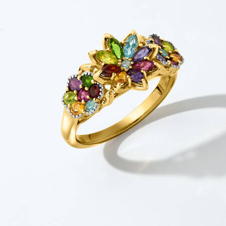 Rings. Shop Now. Image featuring a Multi-Gemstone ring