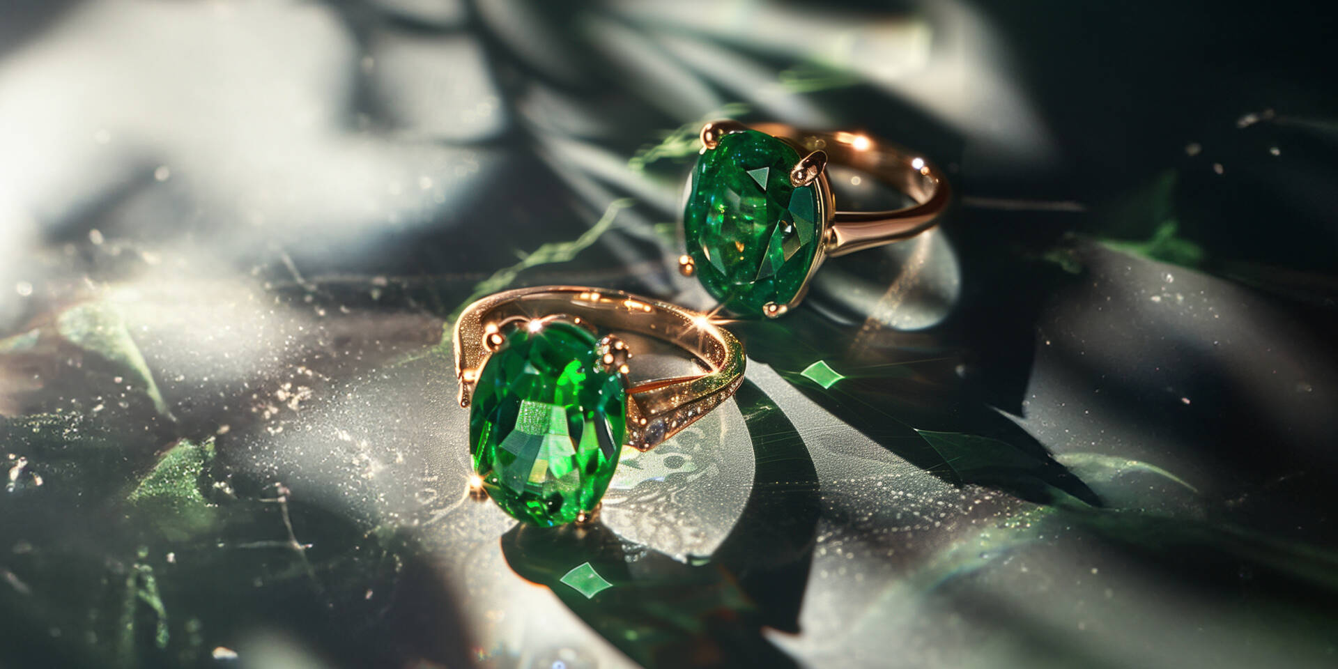 two green stones rings