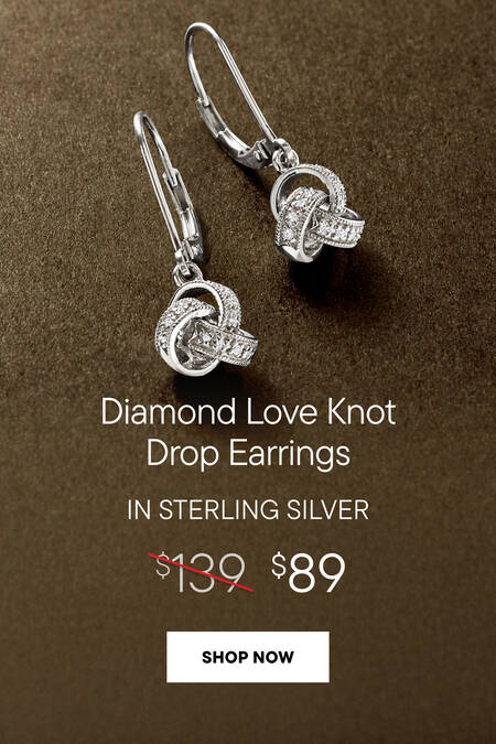 Diamond Love Knot Drop Earrings in Sterling Silver. $89. Shop Now