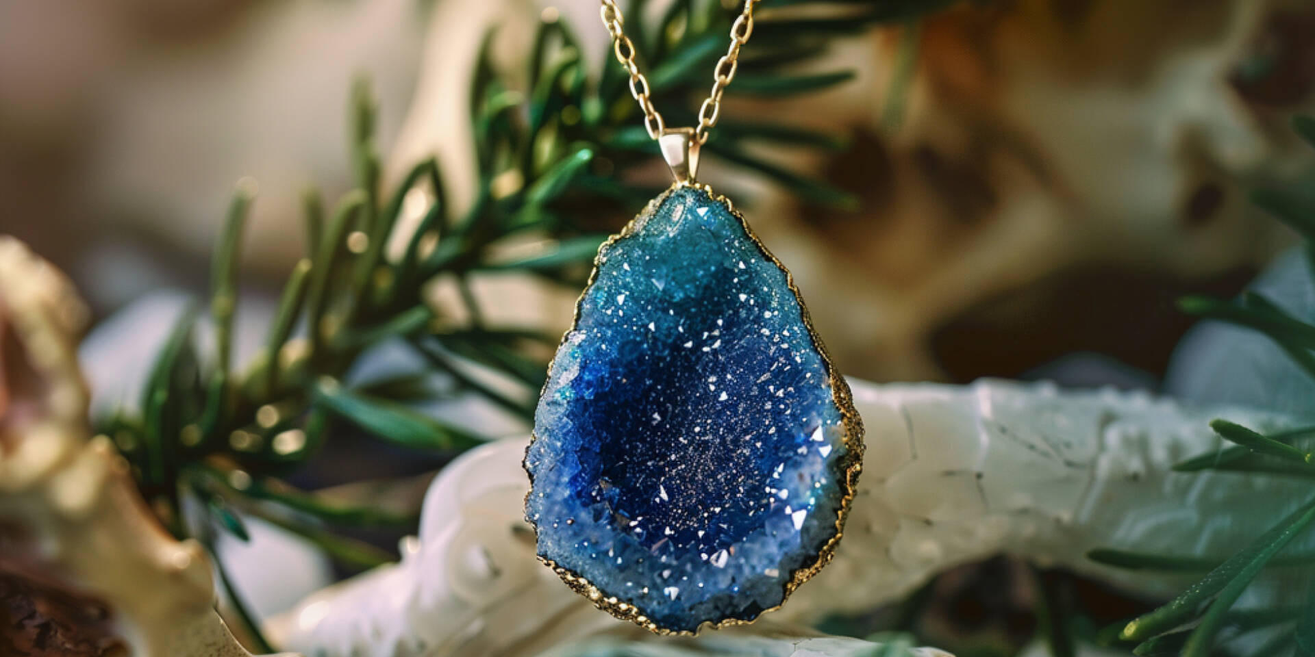 blue drusy pendant necklace