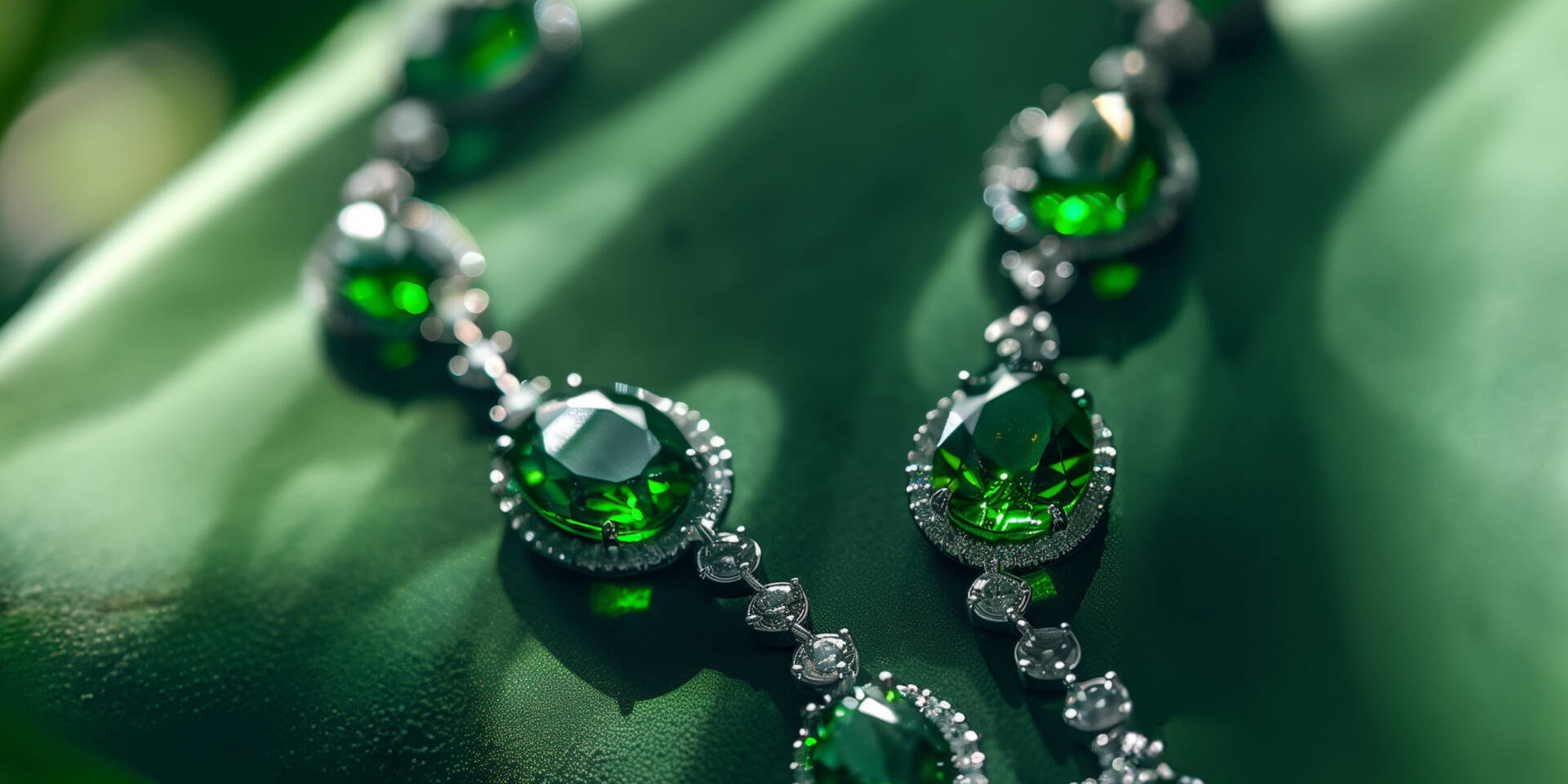 close up green gemstone necklace