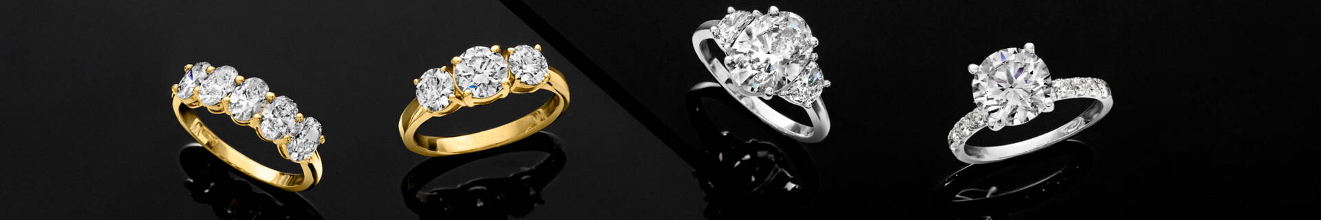 10 Lab-Grown Diamond Rings in a row