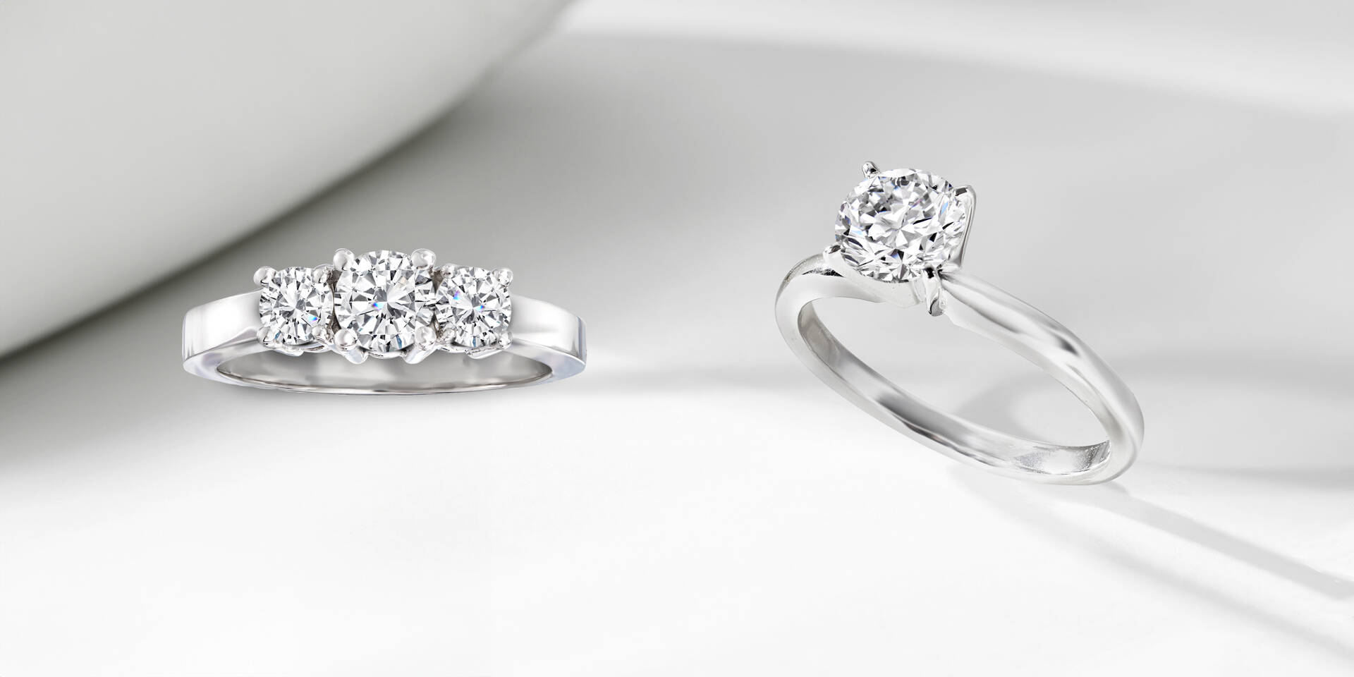 3 stone and solitaire rings