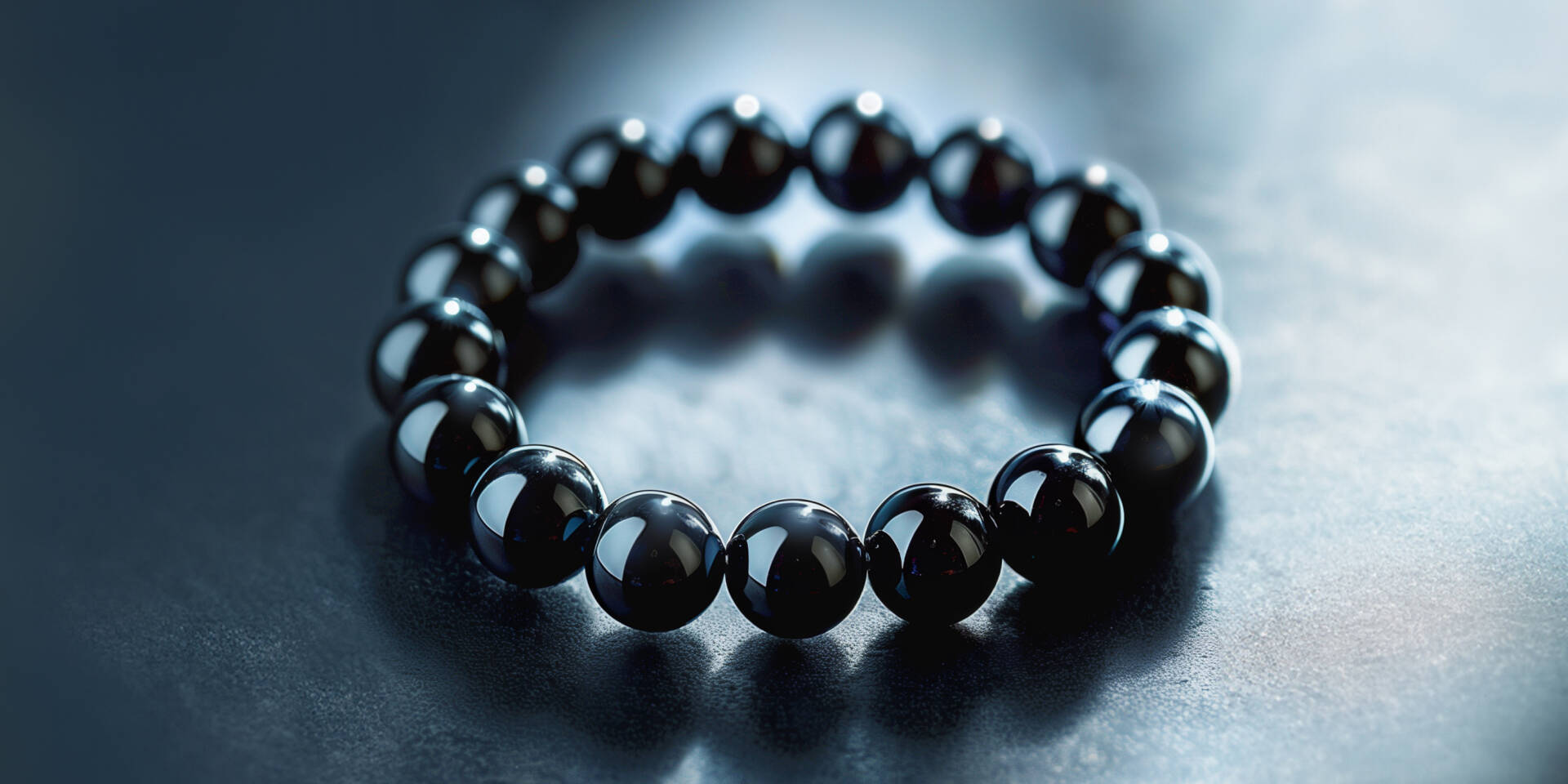 black obsidian bead bracelet