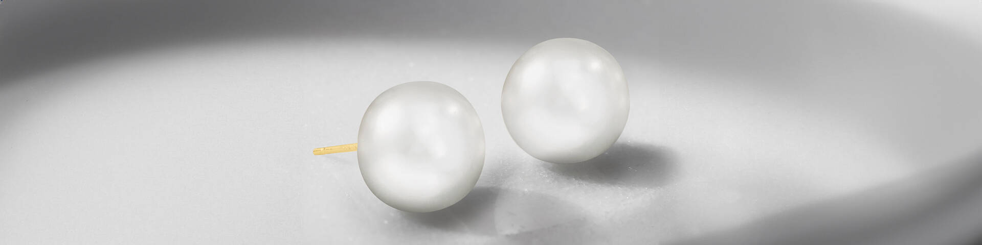 White Pearl Stud Earrings &mdash; Classic Collection