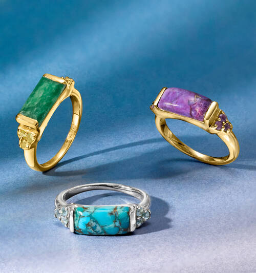 Three gemstone rings