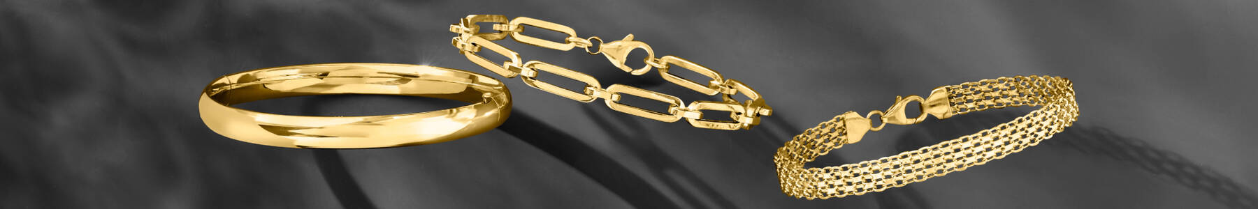 image featuring 3 different styles of Gold Bracelets