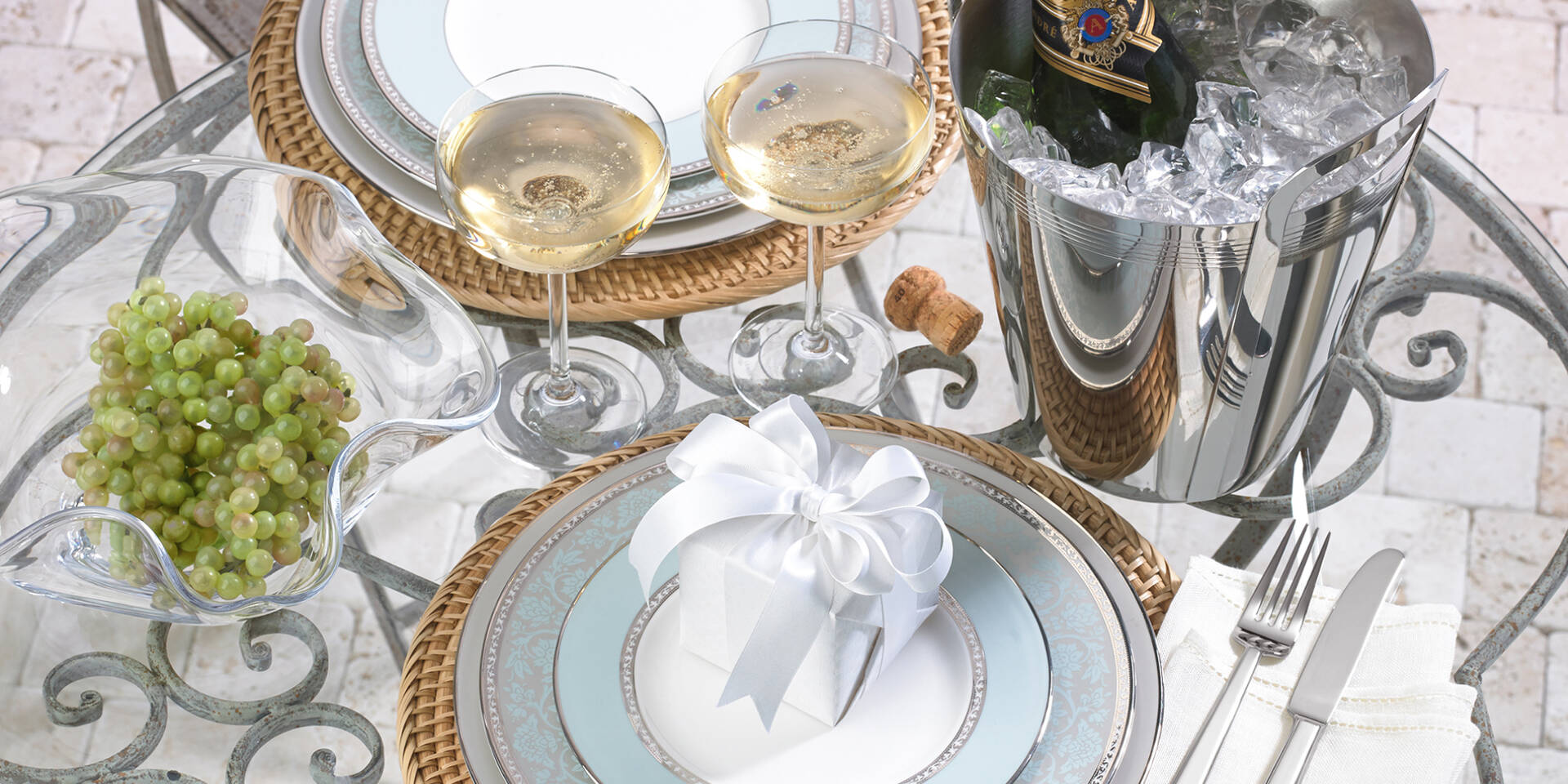 fancy set table for wedding