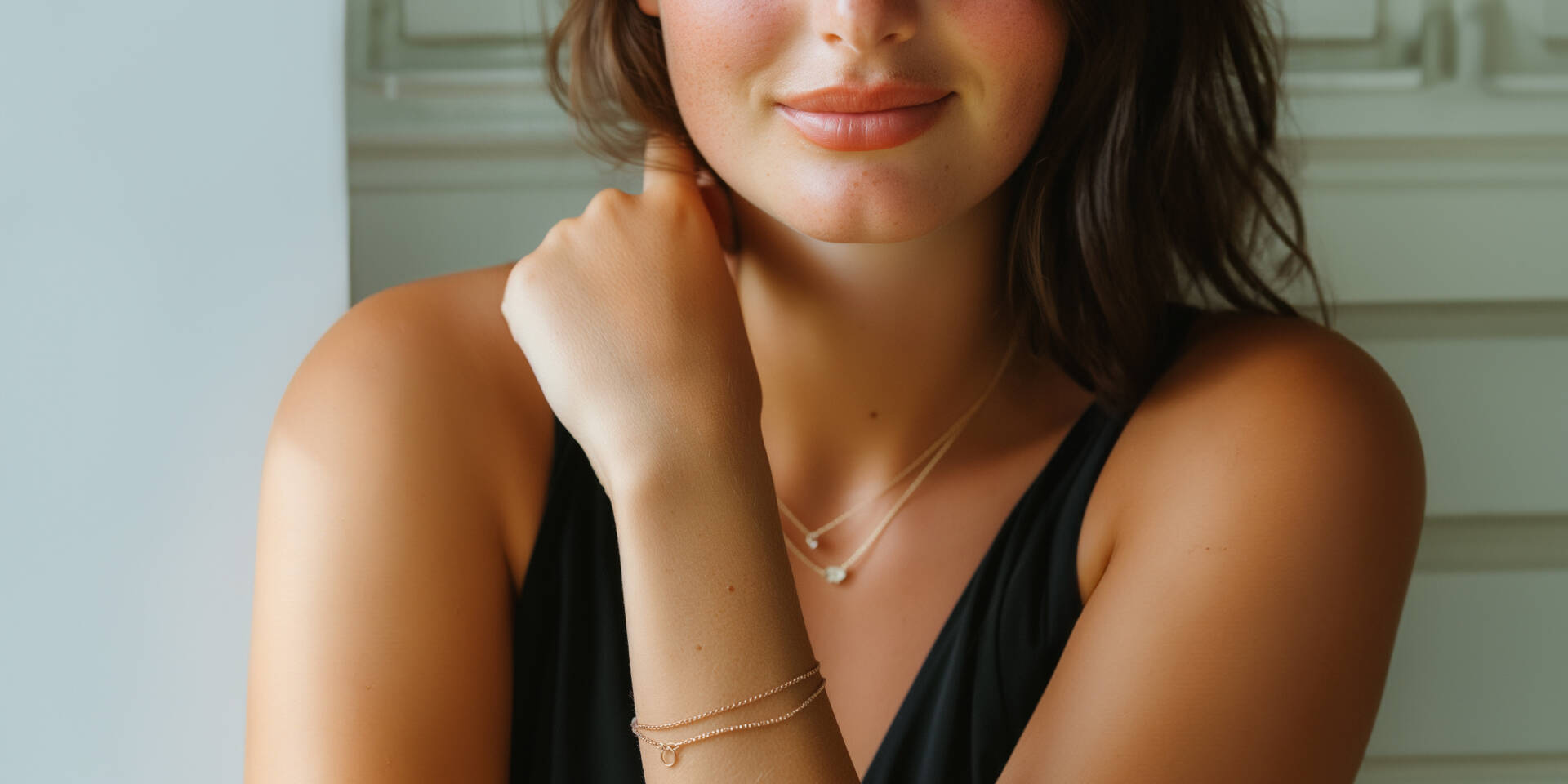 girl wearing bracelets and necklaces