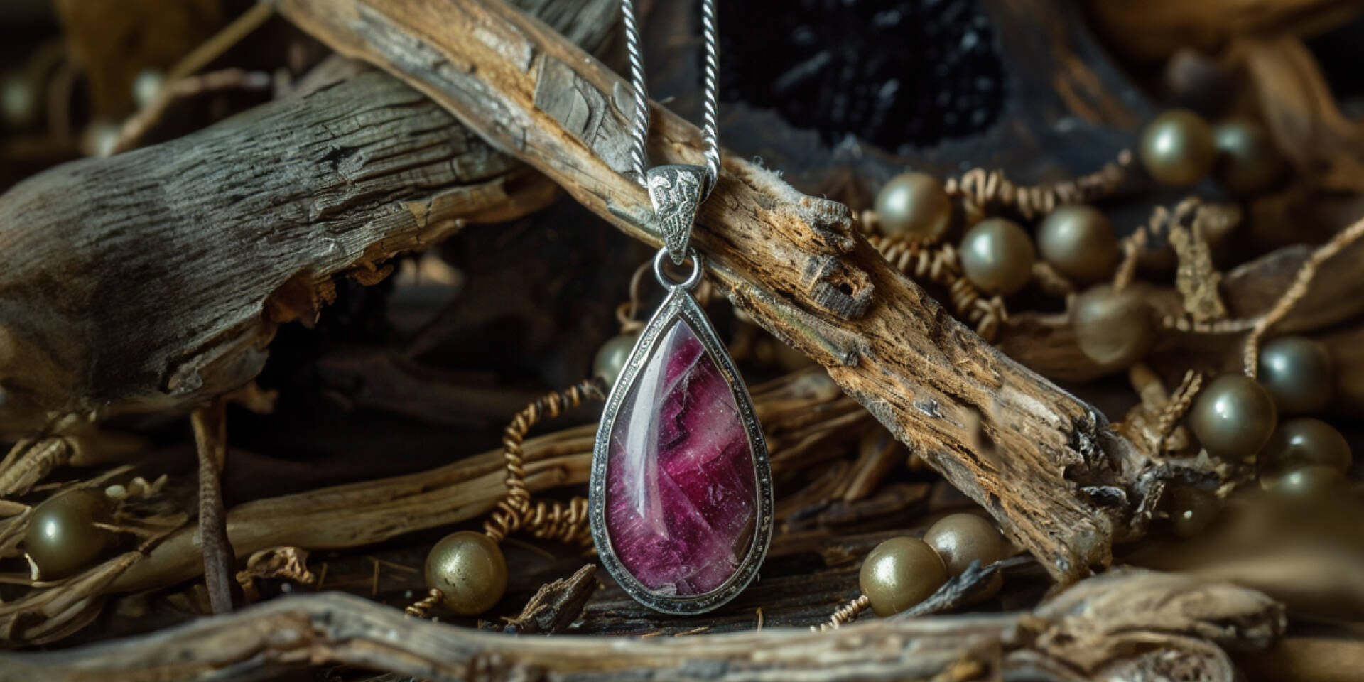 purple and pink stone pendant necklace