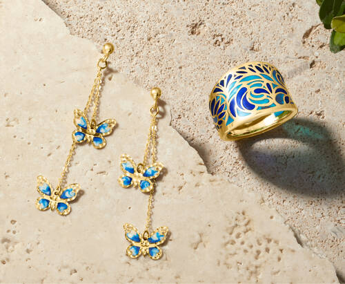 image featuring Italian enamel earrings and ring
