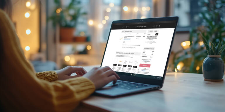 Laptop with person typing