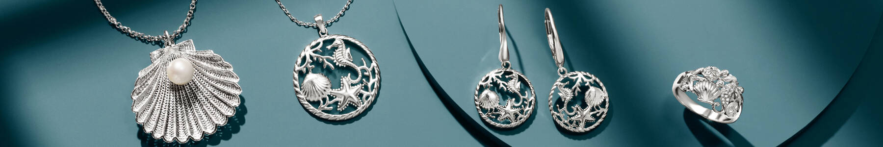 Sterling Silver Sealife jewelry. image featuring a variety of sea life jewelry