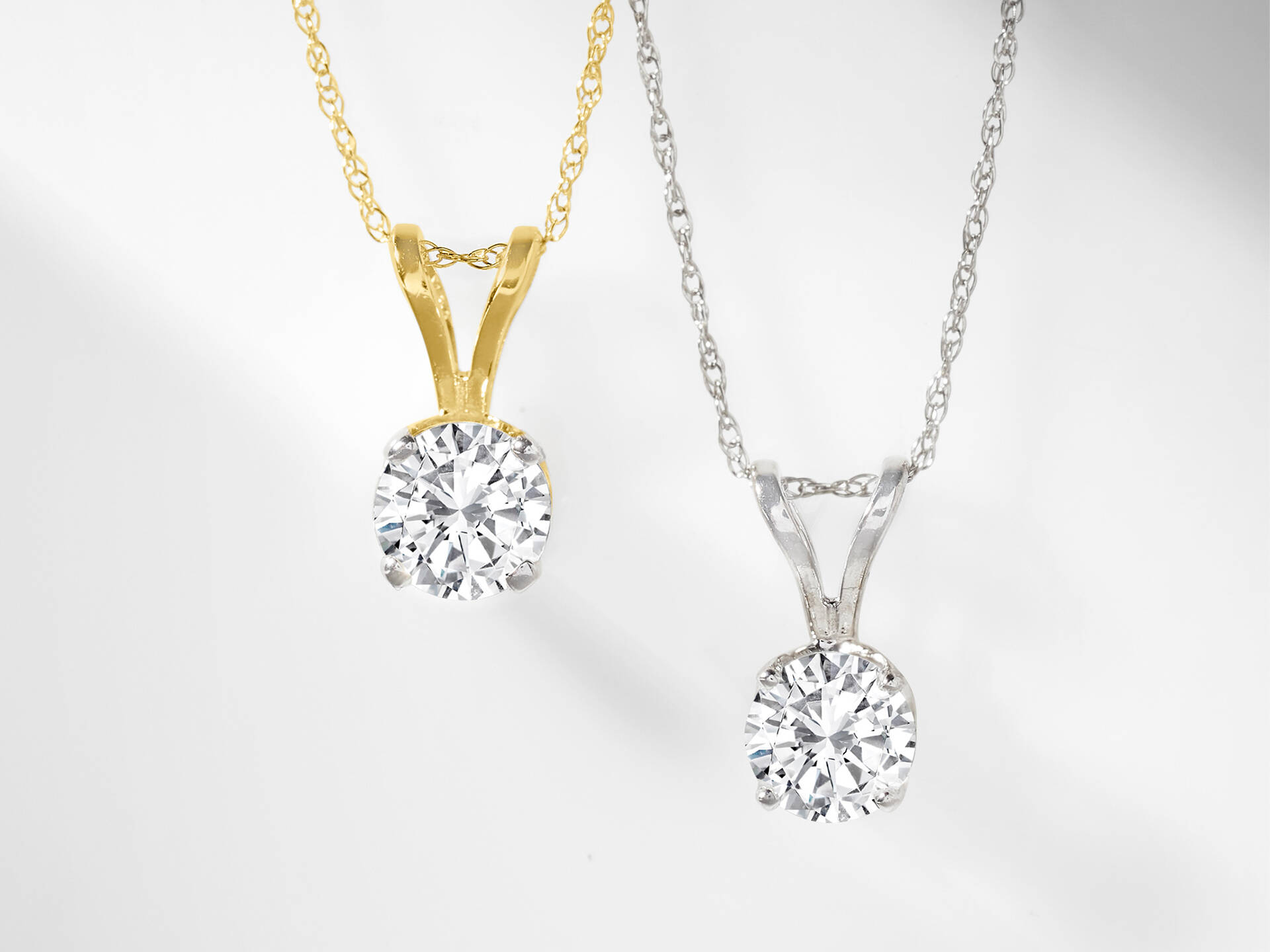 Round Diamond Solitaire Necklaces