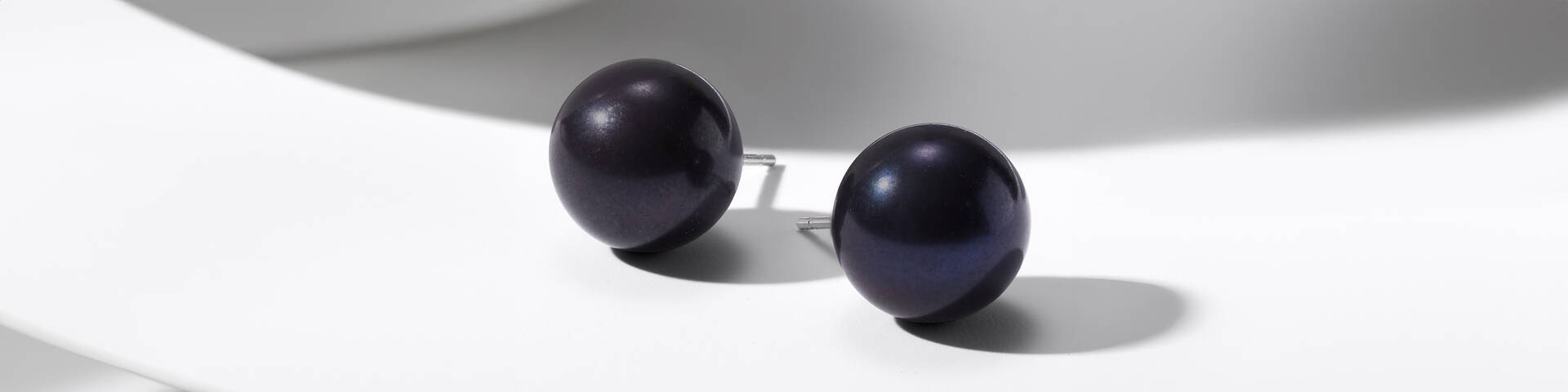 Black Pearl Stud Earrings &mdash; Classic Collection