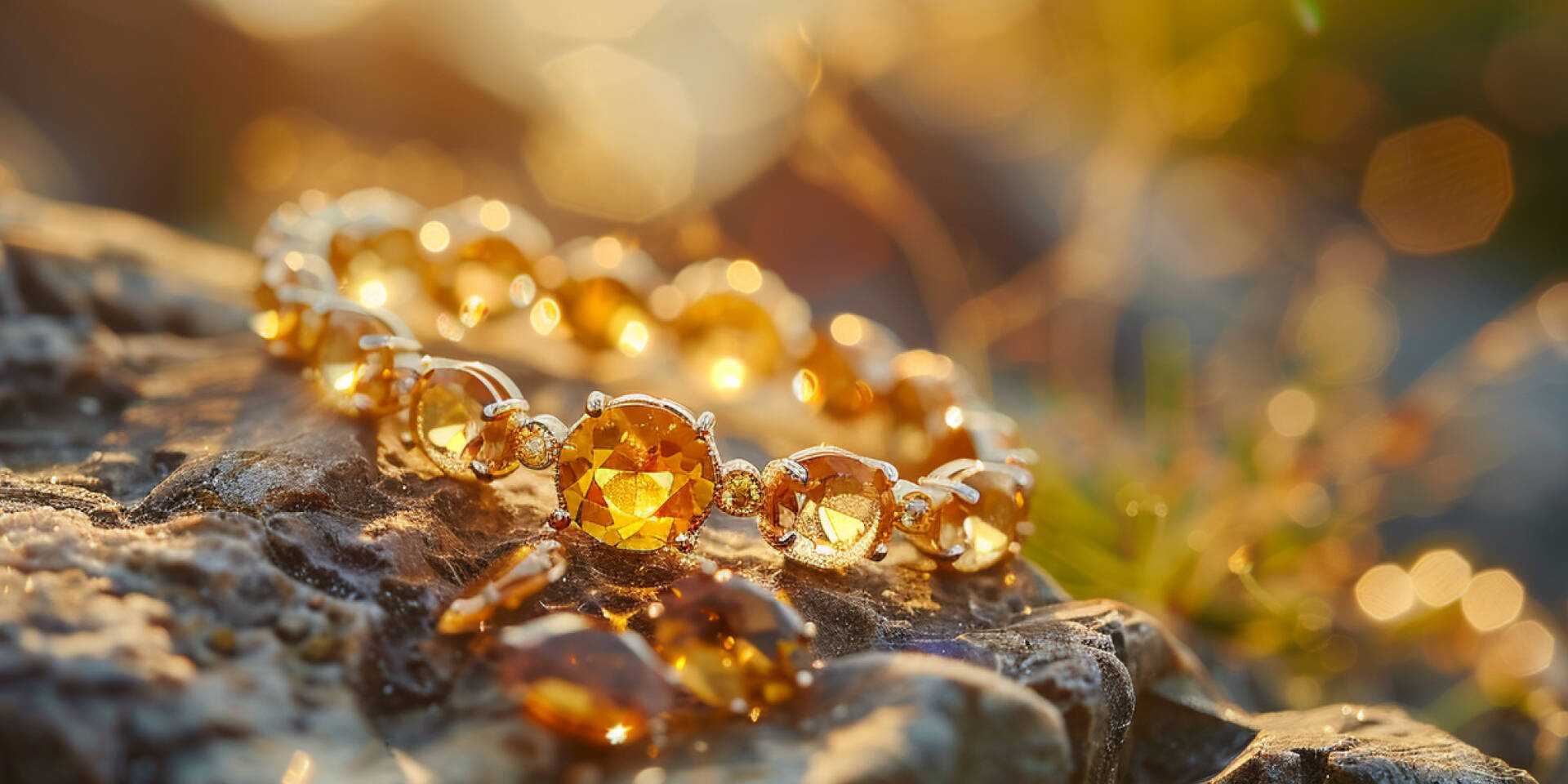 citrine bracelet with sunlight going through stones
