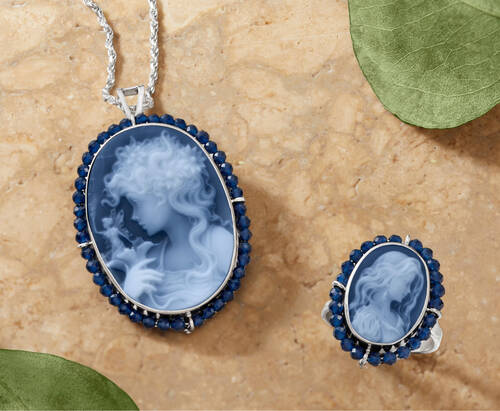 image of cameo necklace and ring