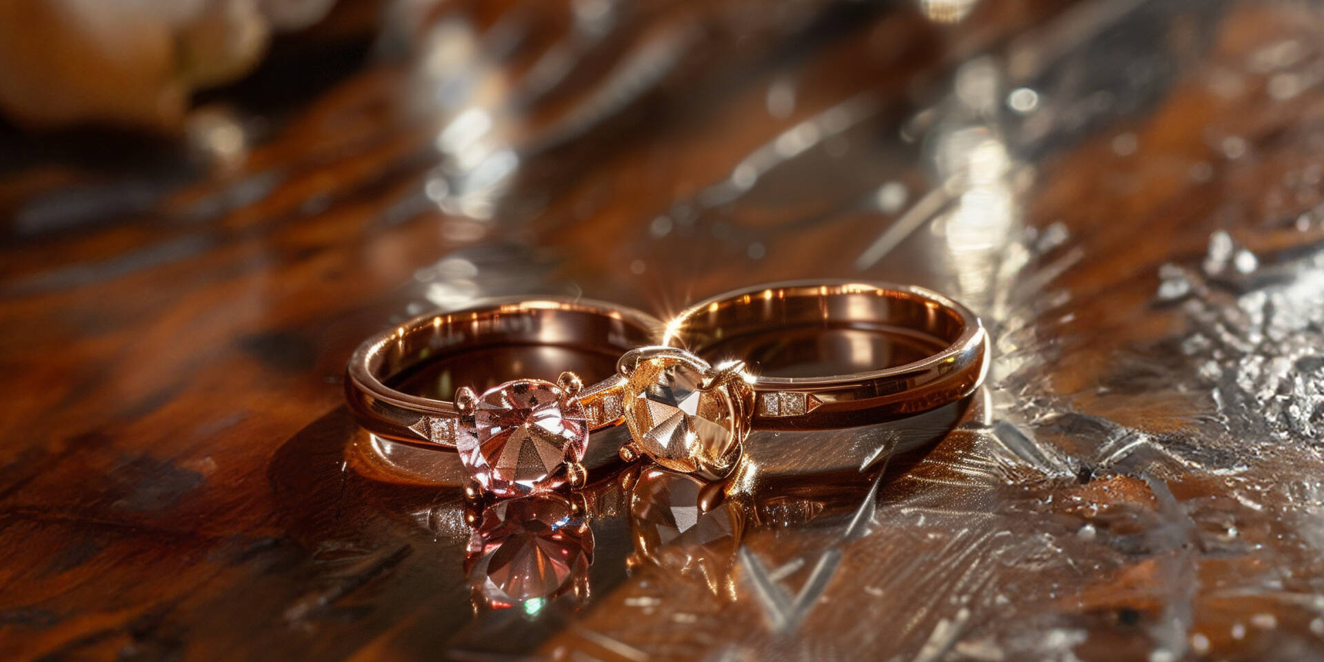 two morganite stone rings