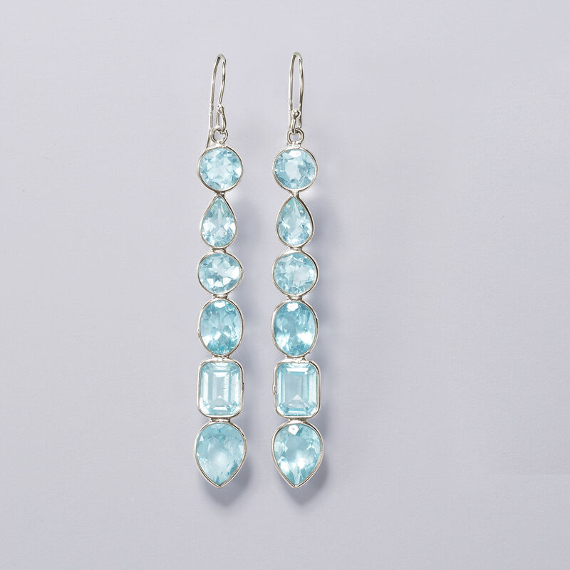 12.90 ct. t.w. Sky Blue Topaz Drop Earrings in Sterling Silver image number 3