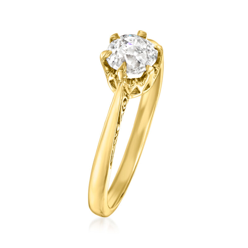C. 2000 Vintage .79 Carat Certified Crown Jubilee Diamond Ring in 18kt Yellow Gold image number 2