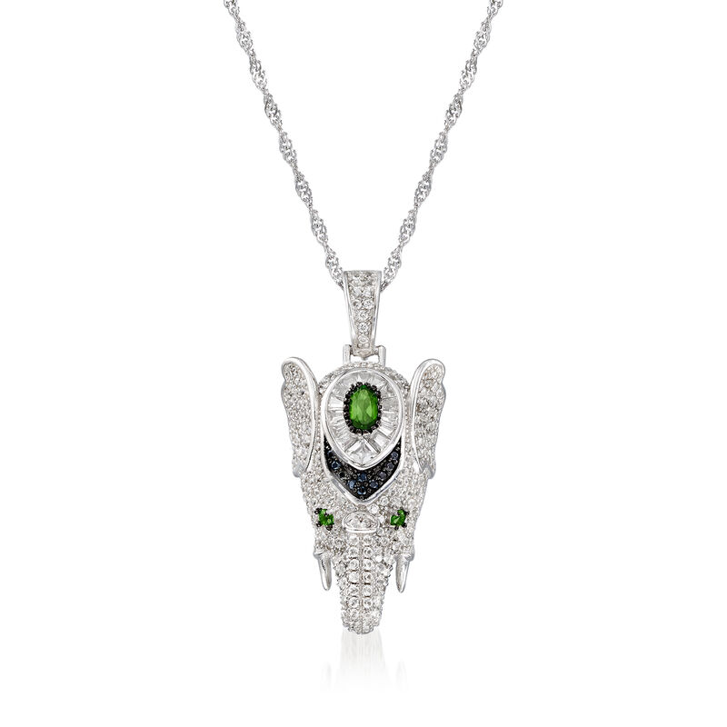 4.47 ct. t.w. Multi-Gemstone Elephant Pendant Necklace in Sterling Silver image number 0