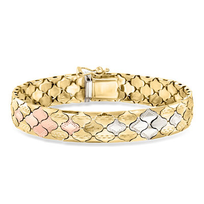C. 1980 Vintage 14kt Tri-Colored Gold Fancy-Link Bracelet