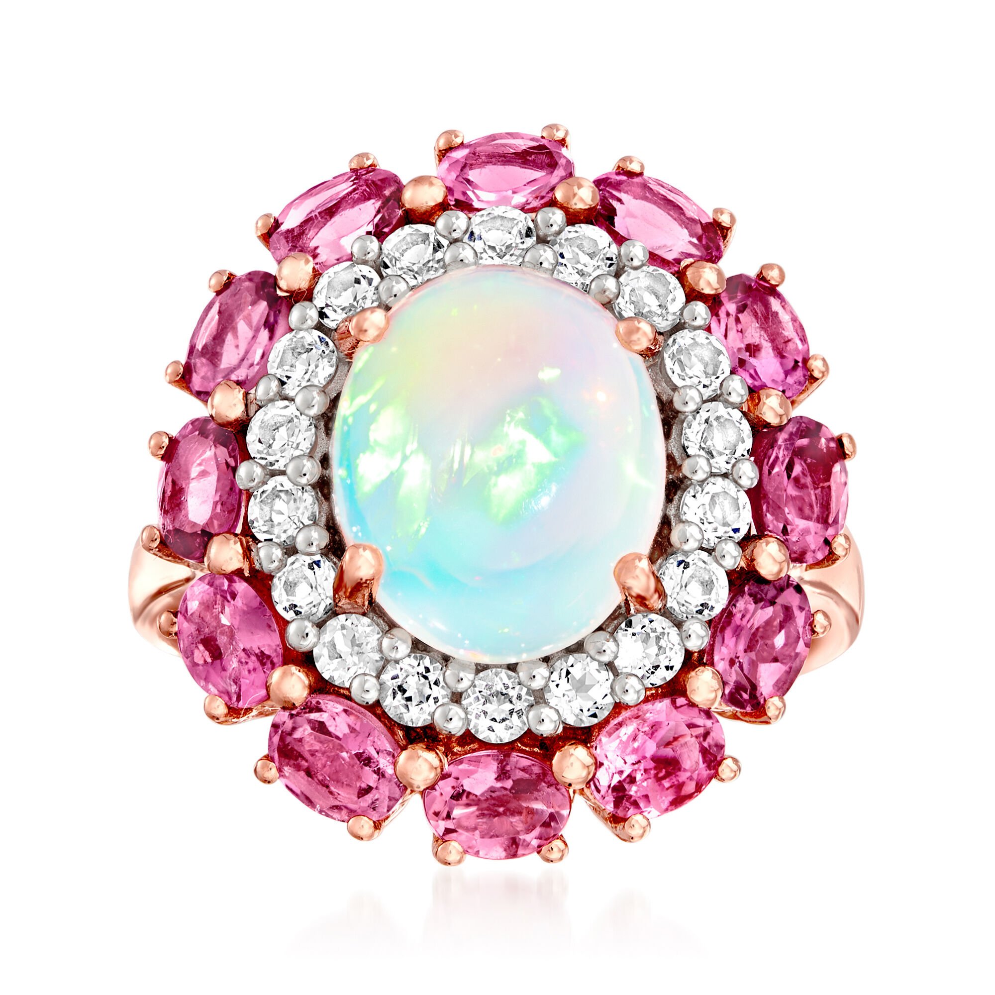 Ethiopian Opal, 1.50 ct. t.w. Pink Tourmaline and .60 ct. t.w.