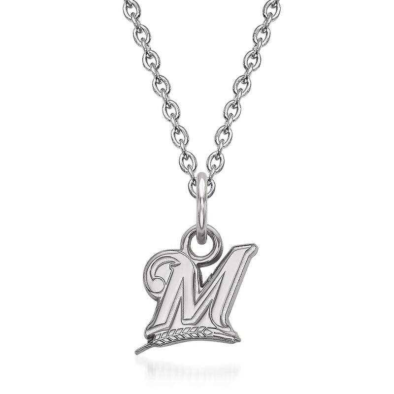 Sterling Silver MLB Milwaukee Brewers Pendant Necklace. 18" image number 0