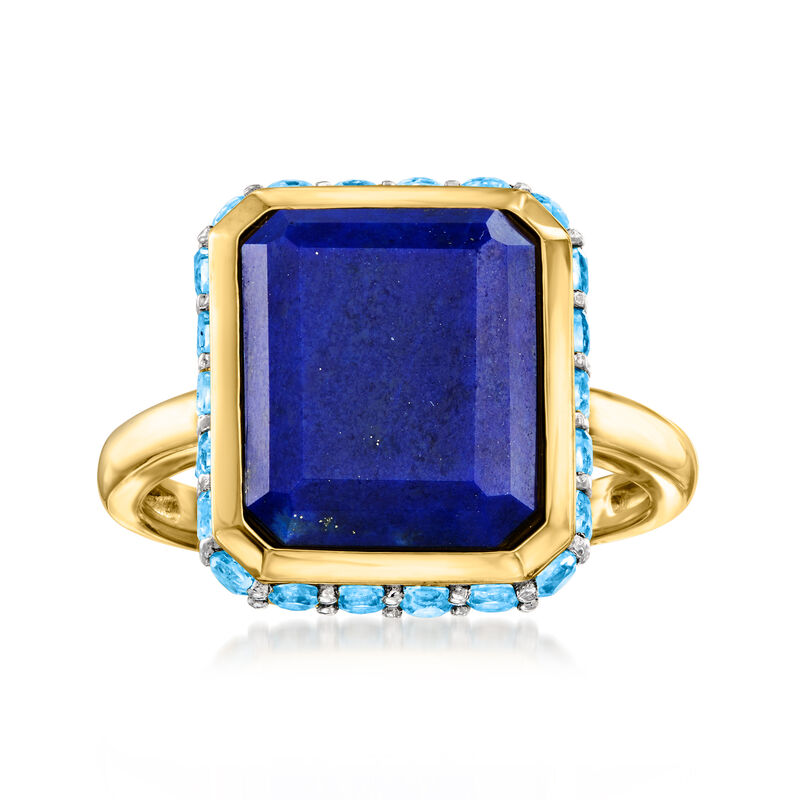 Lapis and .80 ct. t.w. Swiss Blue Topaz Ring in 18kt Gold Over Sterling image number 0