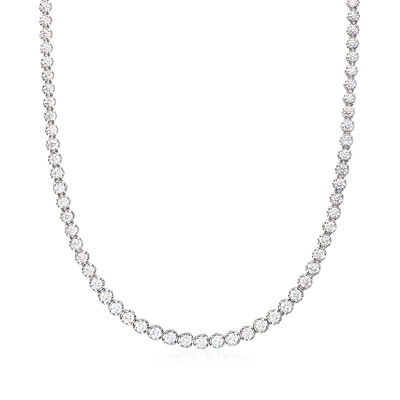 10.00 ct. t.w. Graduated CZ Tennis Necklace in Sterling Silver