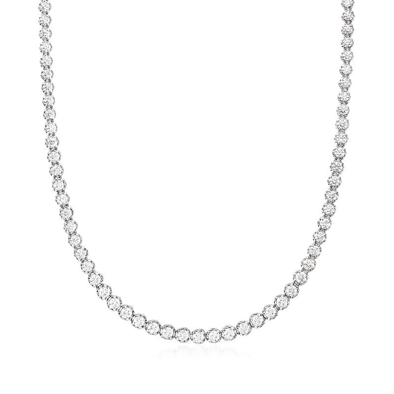 10.00 ct. t.w. Graduated CZ Tennis Necklace in Sterling Silver image number 0