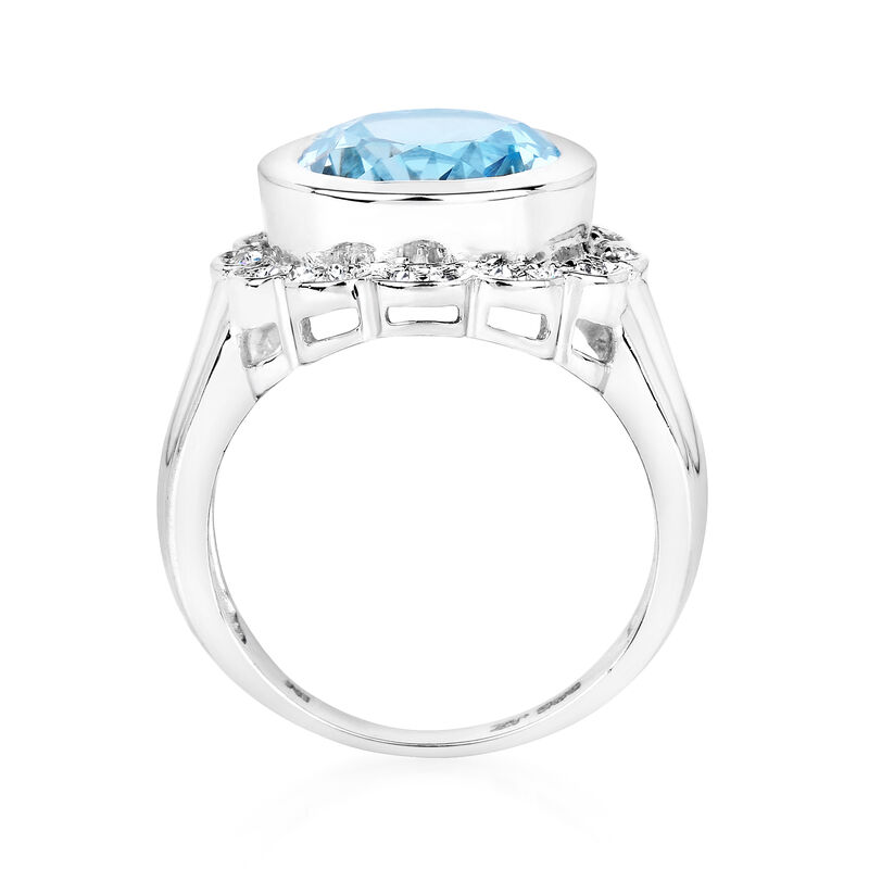 4.80 Carat Swiss Blue Topaz and .20 ct. t.w. White Topaz Ring in Sterling Silver image number 2