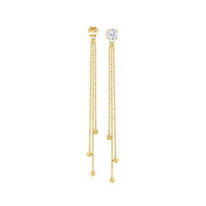 14kt Yellow Gold Beaded Tassel Earring Jackets image number 0