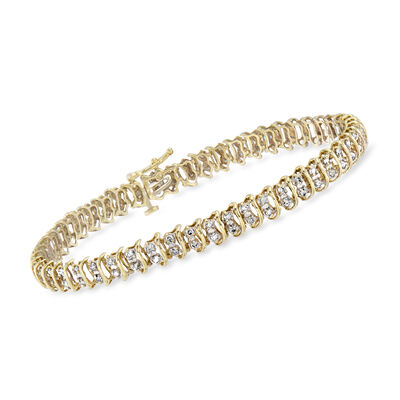 C. 1980 Vintage 2.00 ct. t.w. Diamond S-Link Bracelet in 10kt Yellow Gold