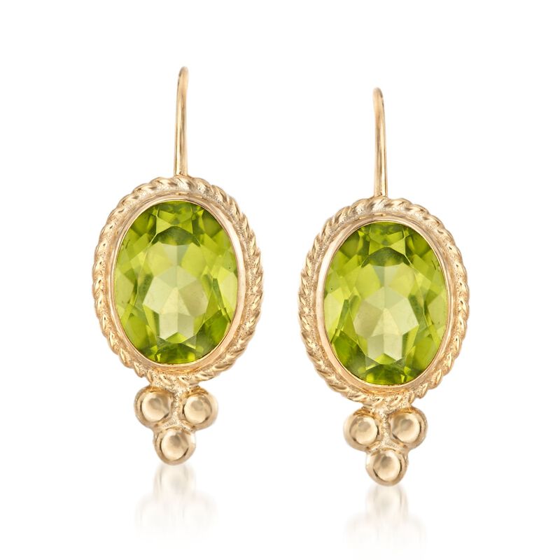 2.70 ct. t.w. Peridot Roped-Edge Earrings in 14kt Yellow Gold image number 0