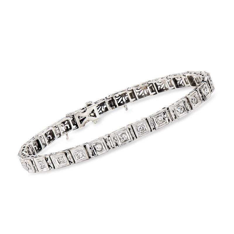 C. 1950 Vintage .60 ct. t.w. Diamond Bracelet in 14kt White Gold image number 0