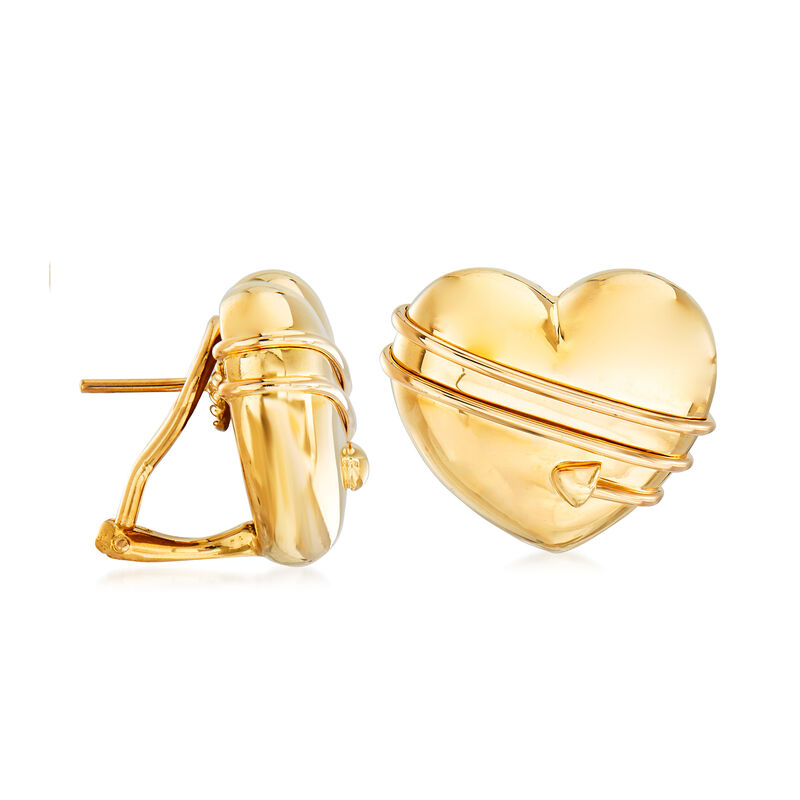 C. 1994 Vintage Tiffany Jewelry 18kt Yellow Gold Heart Earrings image number 2