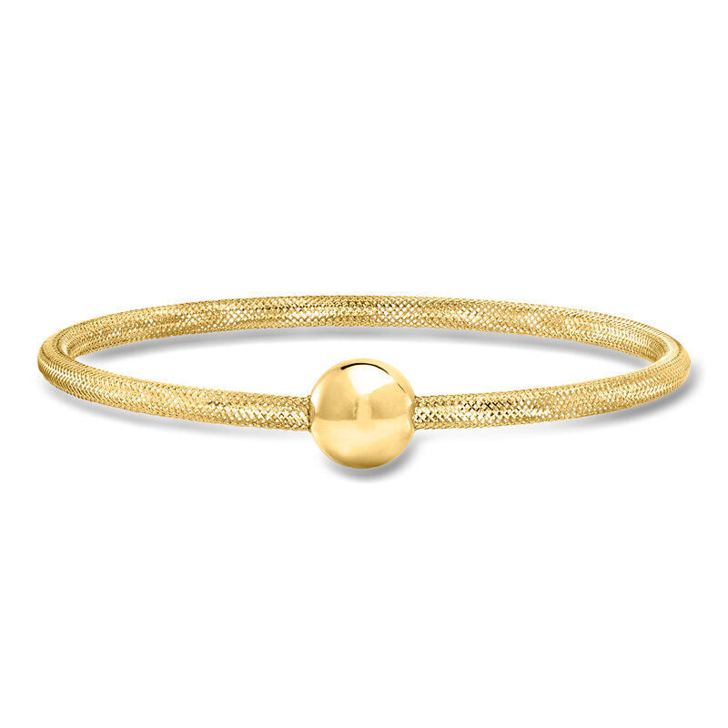 Italian 10mm 14kt Yellow Gold Bead Mesh Stretch Bracelet image number 0