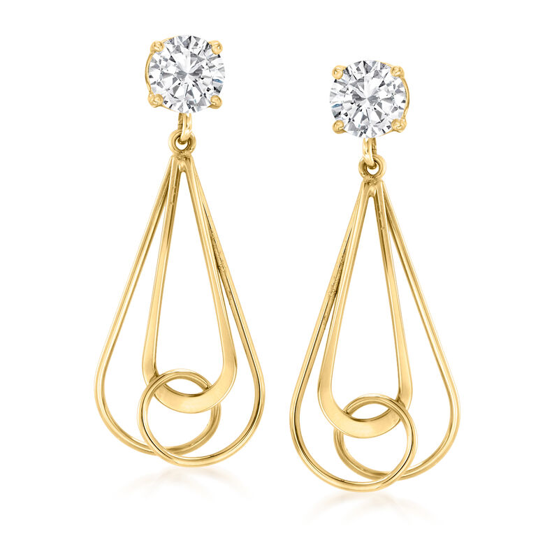 14kt Yellow Gold Looped Teardrop Earring Jackets image number 3
