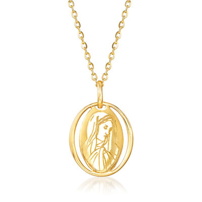 Italian 18kt Yellow Gold Virgin Mary Pendant Necklace