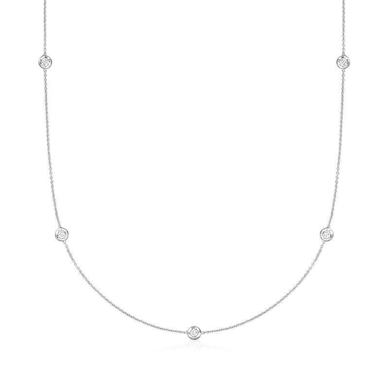 C. 1990 Vintage Roberto Coin .25 ct. t.w. Diamond Station Necklace in 18kt White Gold image number 0