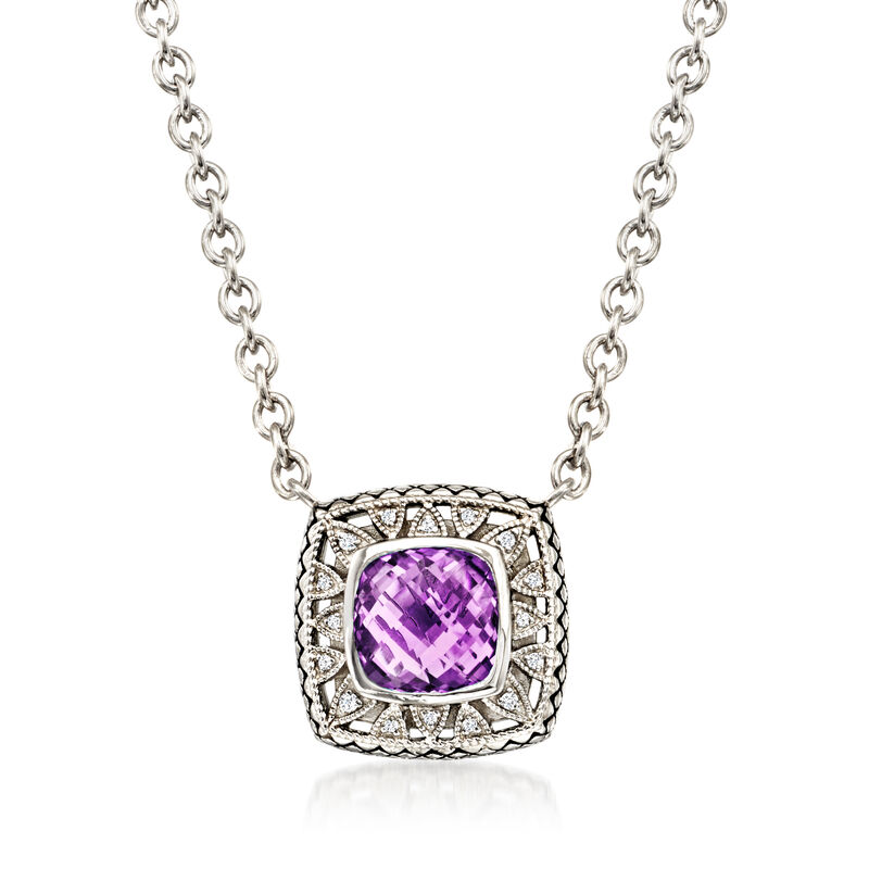 Andrea Candela &quot;Lazo De Colores&quot; 2.90 Carat Amethyst Necklace with Diamonds in Sterling Silver. 17&quot; image number 1