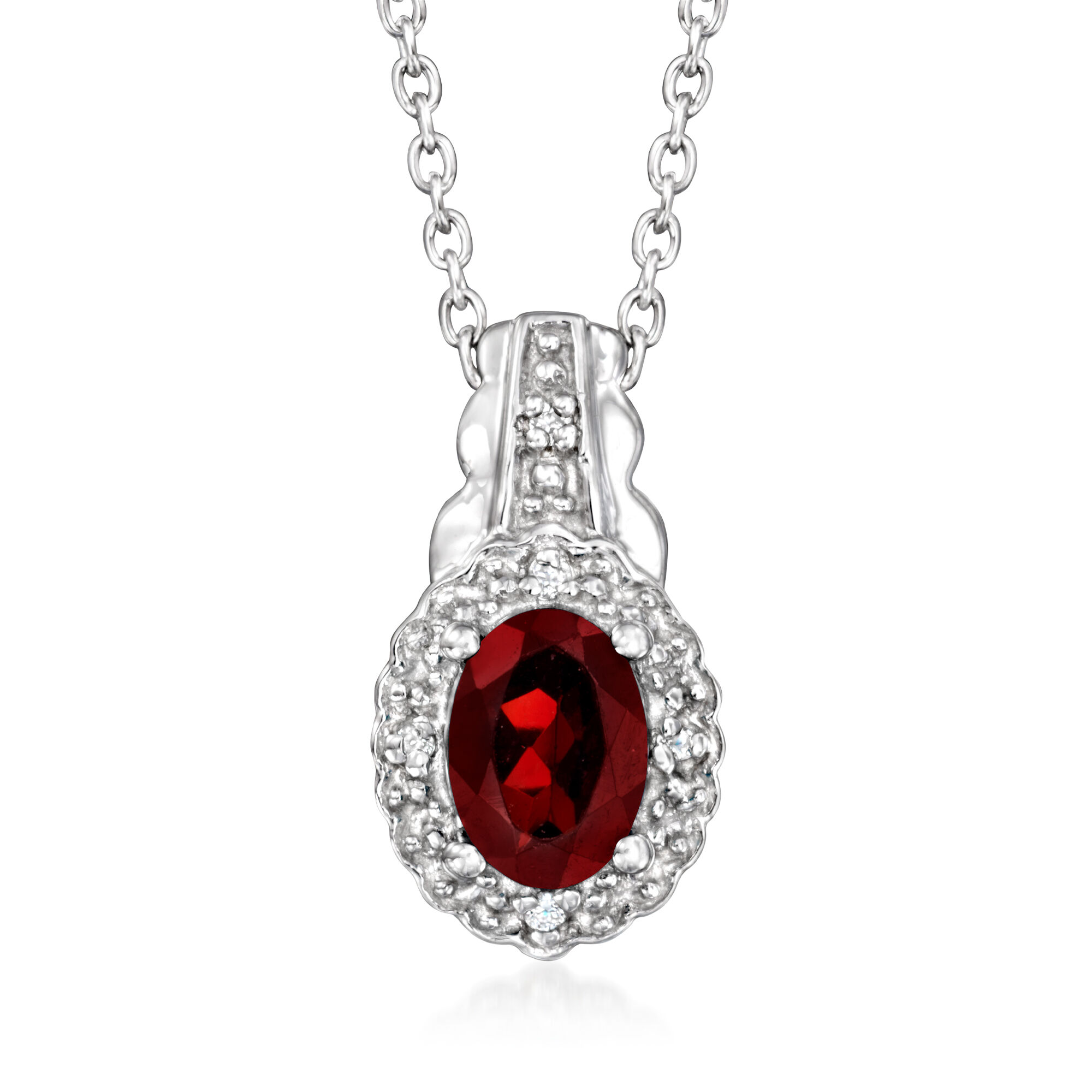 2.70 ct. t.w. Garnet Jewelry Set with White Topaz Accents: Pendant  Necklace, Earrings and Ring in Sterling Silver