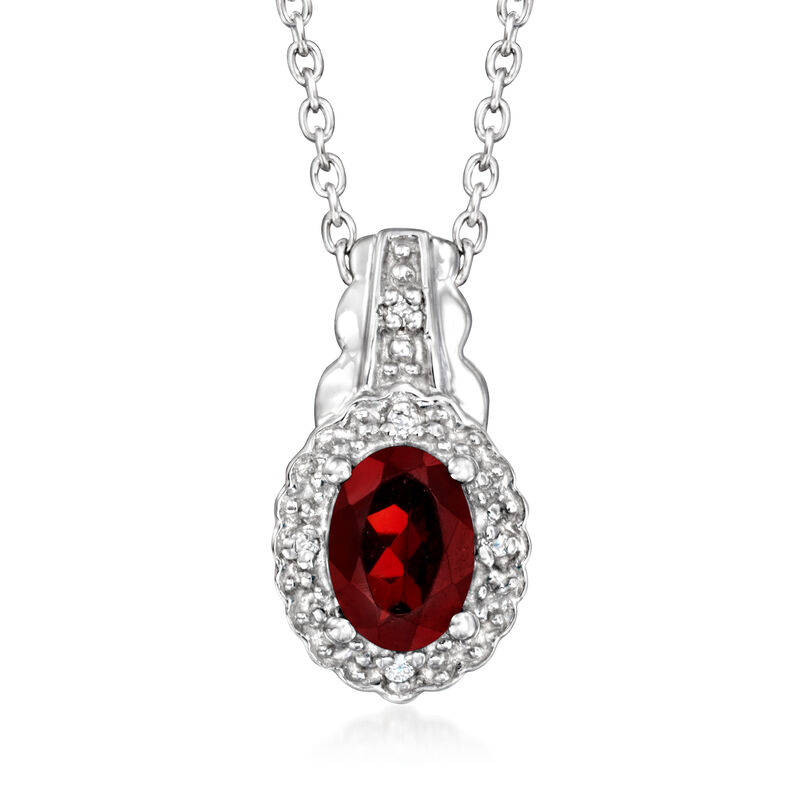 2.70 ct. t.w. Garnet Jewelry Set with White Topaz Accents: Pendant Necklace, Earrings and Ring in Sterling Silver image number 5