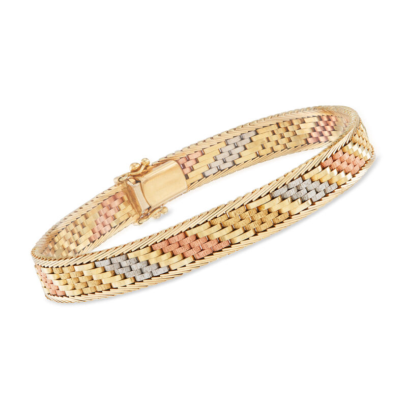 C. 1980 Vintage 14kt Tri-Colored Gold Multi-Link Bracelet image number 0